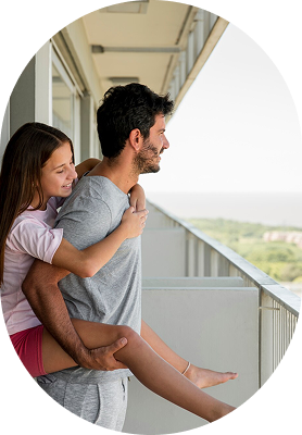 Family on balcony